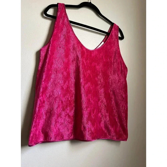 Oscar de la Renta Vintage 1990's Crushed Velvet Sleeveless Blouse Shirt Tank Top - Picture 9 of 12